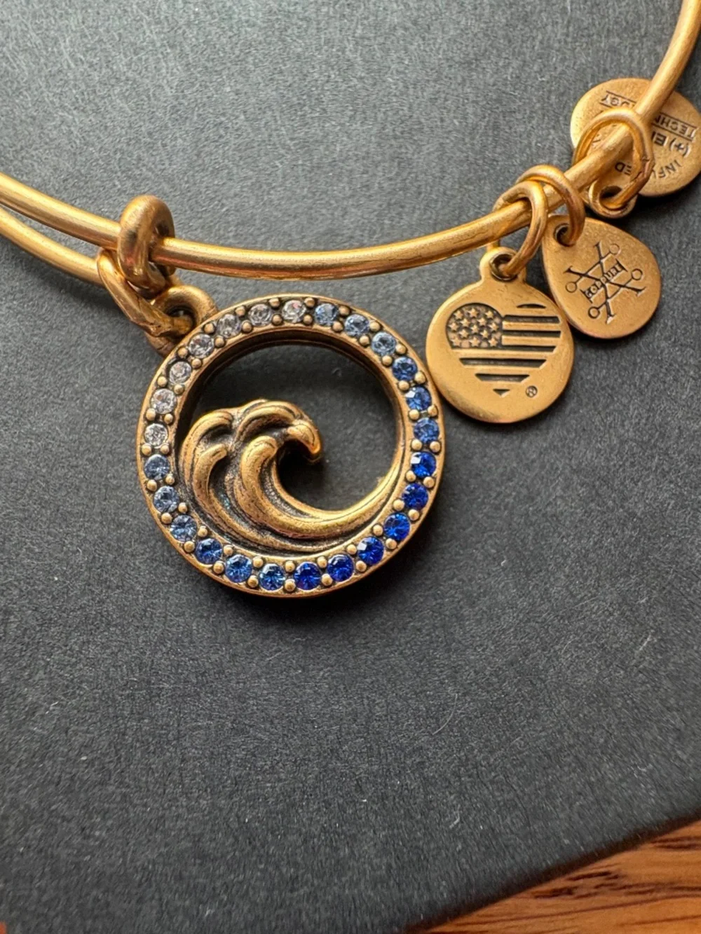 ALEX AND ANI BLUE WAVE ADJUSTABLE BANGLE CHARM BRACELET